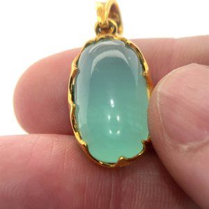 Cats Eye Green Calcite 12.00ct Solid 18K Yellow Gold Pendant